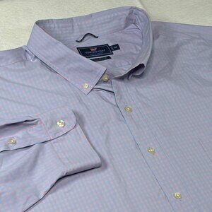 Vineyard Vines Performance Big & Tall Blue/Pink Check LS Button Down 4XB Shirt